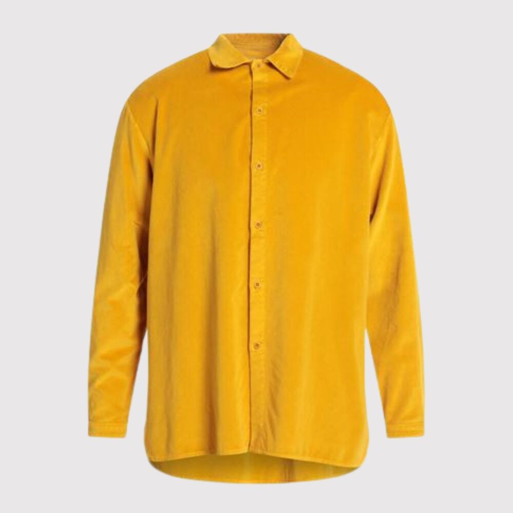 Labo Art Mens Button Up Shirt Yellow Long Sleeve Italian Classic Overshirt XL